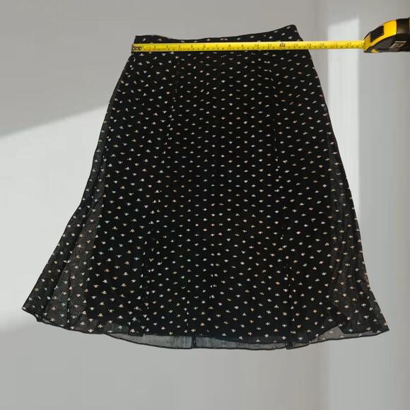 Moa Moa Black Sheer Midi Skirt – Pastel Mini Floral Print - Picture 3 of 4